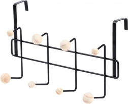 Ophangbare deurkapstok van metaal en hout 37 cm, zwart