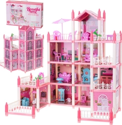 Roze villa voor poppen