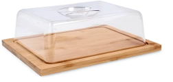 Bamboe serveerplank met transparante stolp 25 × 19 × 7,5 cm