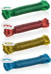 Waslijn PVC 20 m met staalkern – mix van kleuren