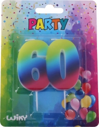 Verjaardagskaars cijfer 60 regenboog