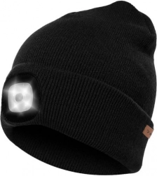 Wintermuts met LED-licht USB - Zwarte Beanie