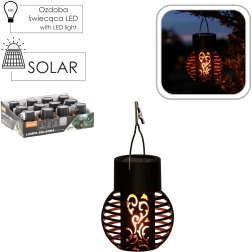 Zonne- hanglantaarn met vlam-effect, zwart, 7 × 7 × 9 cm