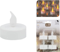 Set van LED-theelichtjes met timer, wit, diameter 3,5 cm (4 stuks)