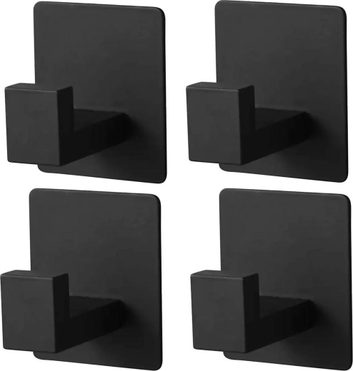 DA106 4x zelfklevende zwarte badkamerhaken