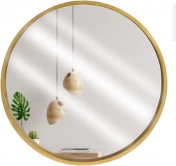 Wandspiegel rond met gouden houten lijst 30 cm