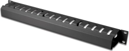 1U kabelorganizer voor 19″ rack, kabelkanaal, zwart RAL 9005