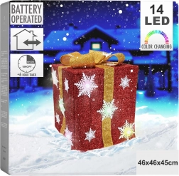Lichtgevende kerstcadeau met LED, rood, 46 cm