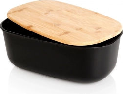 Broodtrommel met bamboe deksel, zwart 39 × 23,5 × 15,5 cm VILDE