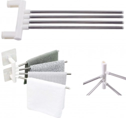 Draaibare muurhanddoekhouder met 4 armen zonder boren