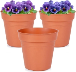 Kunststof ronde bloempot 15 cm, set van 3 stuks