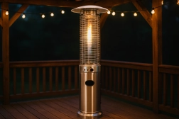 Roestvrijstalen gasgestookte terrasverwarmer voor de tuin, 180 cm, met beschermhoes