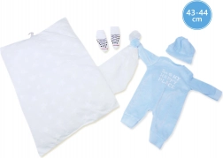Llorens kleding set voor pop New Born 43–44 cm, 3-delige set met kussentje en knuffeldoekje