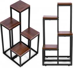 Plantenstandaard met planken ModernHome 4 niveaus metaal en MDF donker walnoot