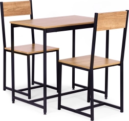 Set meubels: tafel en 2 stoelen van metaal en MDF