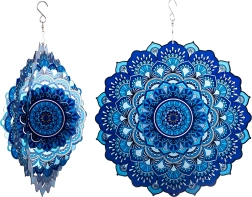 Hangende 3D mandala – windspinner 12" voor tuin en interieur
