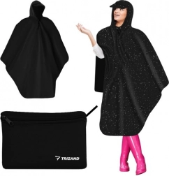TRIZAND fietsregenponcho met klep, zwart