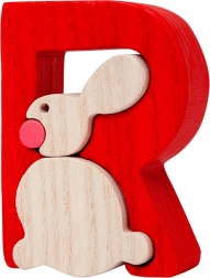 Houten letter R met konijntje – FAUNA