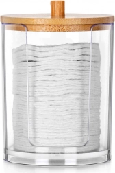 Acryl doosje voor watjes met bamboe deksel 7 × 10 cm