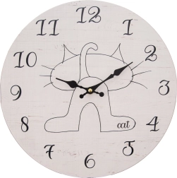Houten wandklok Cat, diameter 34 cm