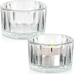 Glazen theelichthouders 5,7 cm, set van 2 stuks