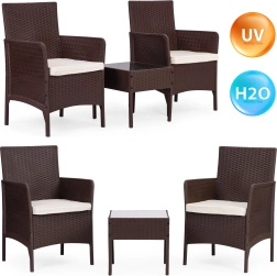MultiGarden tuinset: 2 fauteuils met tafeltje van gehard glas, bruin