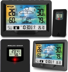 Draadloos weerstation met kleurendisplay en DCF-synchronisatie, zwart