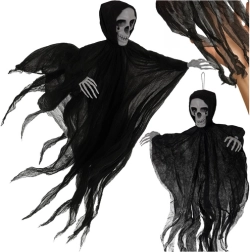 Hangend zwart skelet RUHHY 70 cm – Halloween-decoratie