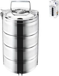 Thermische roestvrijstalen voedselcontainer Orion met 4 etages van 4 × 1,1 l