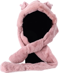 Kinder pluche muts met sjaal en handschoenen 3-in-1 – Roze