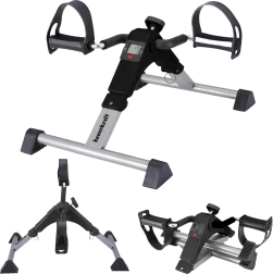 Opvouwbare revalidatie-fietstrainer (mini pedaaltrainer) rotor 2-in-1 met LCD-display zwart