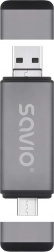 Kaartlezer Savio 3-in-1 USB-C, USB-A, micro USB
