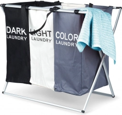 Opvouwbare wasmand met drie compartimenten 105 l