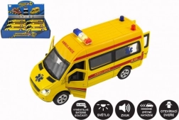 Ambulance – metalen-kunststof autootje met licht en geluid, 15 cm, met terugtrekmotor
