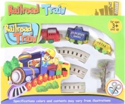 Treinbaanset met opwindspeelgoedlocomotief en 2 wagons