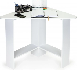 Moderne witte hoekbureau met twee planken