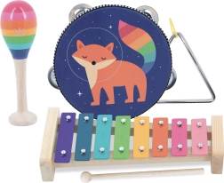 Set kinderinstrumenten met dieren- en regenboogmotieven