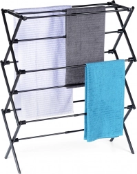 Metalen zwarte telescopische staande droogrek voor wasgoed 47–78 × 94 cm