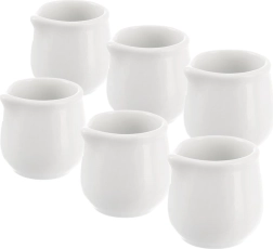 Porseleinen mini melkkannetjes MONA, wit, 20 ml, set van 6 stuks