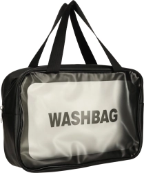 Set van 3 doorzichtige waterdichte reis-cosmetictasjes zwart