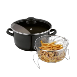 Tadar geëmailleerde frituurpan met mandje en deksel 22 cm