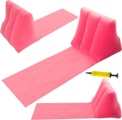 Opblaasbare strandmat met rugleuning en kussen – Roze