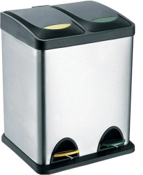 Afvalscheidingsbak TORO 16 l, roestvrij staal en kunststof, zilver/zwart
