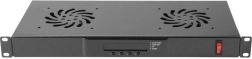 Horizontaal ventilatiepaneel LCD 1U met thermostaat voor kasten, 19 inch, 2 ventilatoren, 230V, zwart