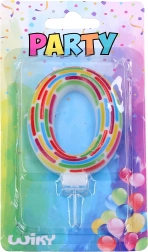 Feestkaars nummer 0 met streepjes