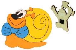 Houten decoratieve magneet slak