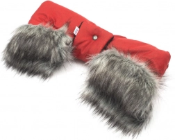 Handmof voor kinderwagen 2-in-1 met bont rood