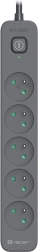 Tracers Power Line+ overspanningsstekkerdoos 5 m, grafiet, 5 stopcontacten