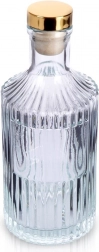 Glazen fles met kurk 250 ml, geribbeld, met gouden dop
