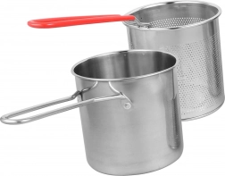 Mini-pan met frituurmand van roestvrij staal